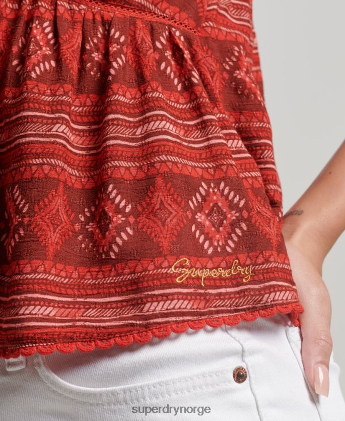 Superdry rød klær 86P46D2889 lagdelt cami-topp kvinner