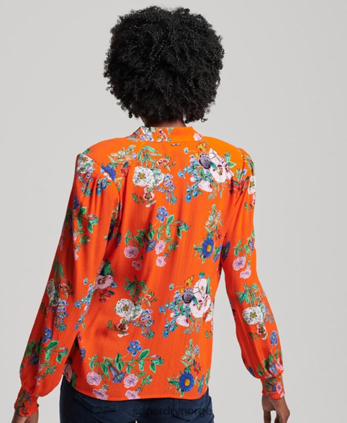 Superdry rød klær 86P46D3020 studios chiffong topp kvinner