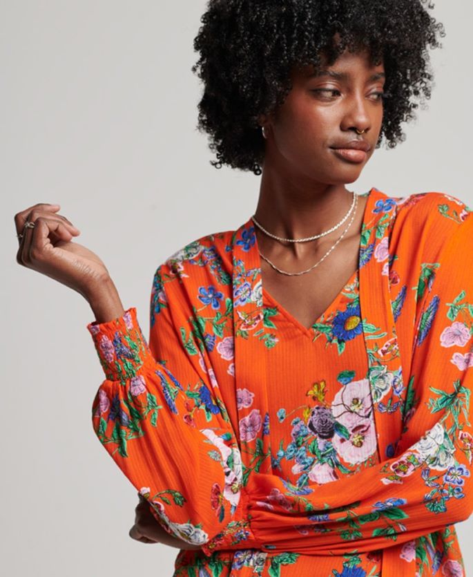 Superdry rød klær 86P46D3020 studios chiffong topp kvinner