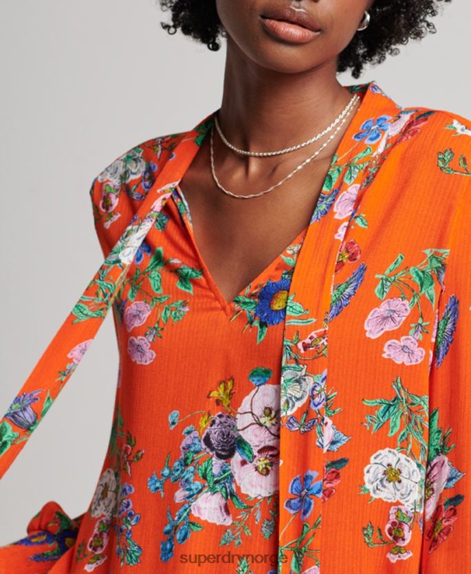 Superdry rød klær 86P46D3020 studios chiffong topp kvinner