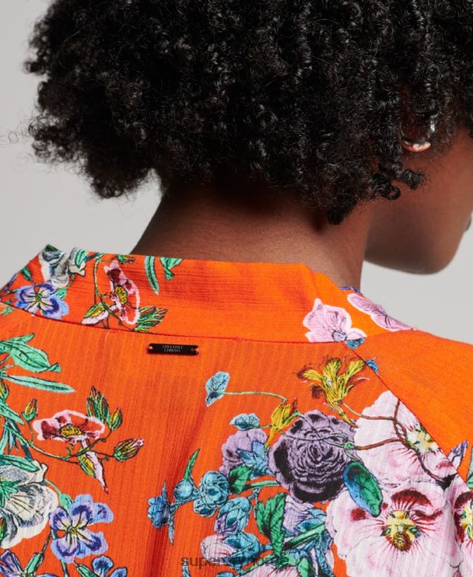 Superdry rød klær 86P46D3020 studios chiffong topp kvinner