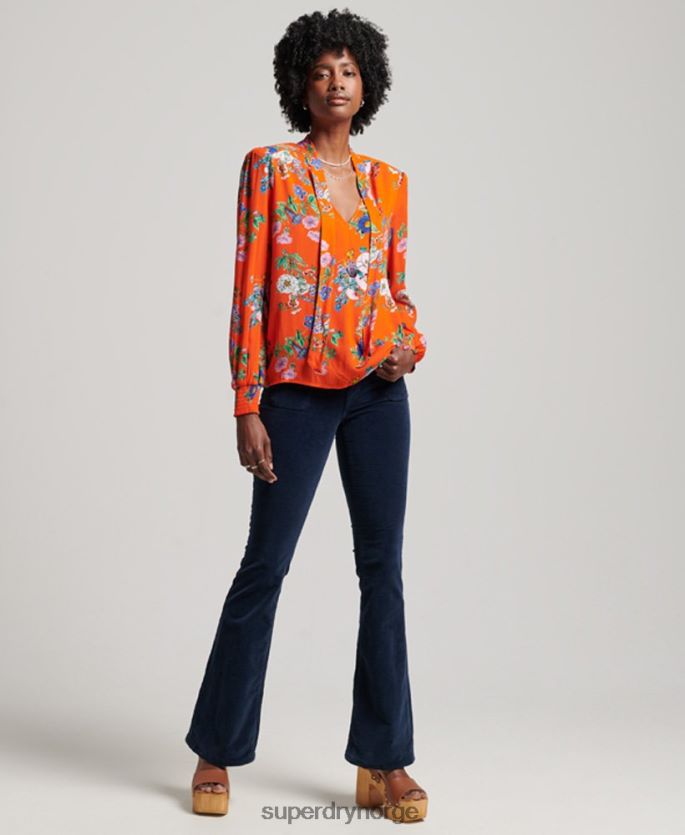 Superdry rød klær 86P46D3020 studios chiffong topp kvinner