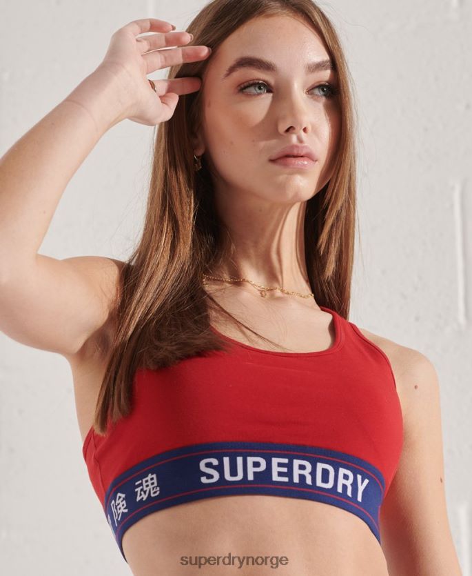 Superdry rød klær 86P46D3039 sportstyle essensiell crop topp kvinner