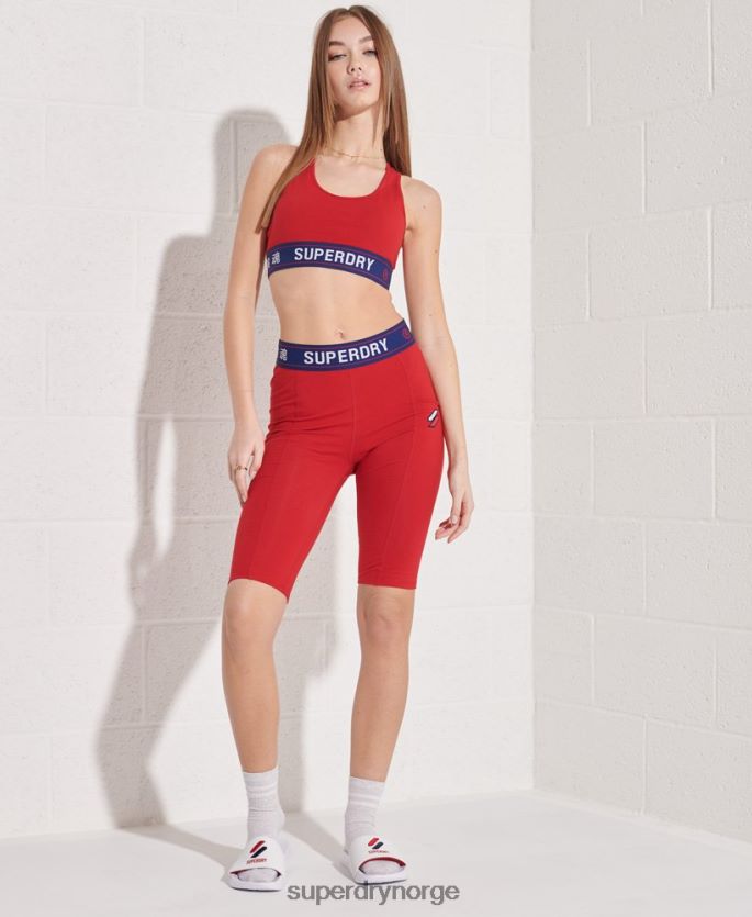 Superdry rød klær 86P46D3039 sportstyle essensiell crop topp kvinner