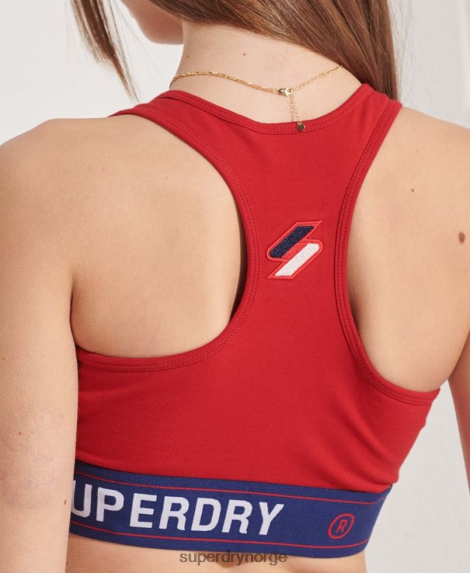 Superdry rød klær 86P46D3039 sportstyle essensiell crop topp kvinner