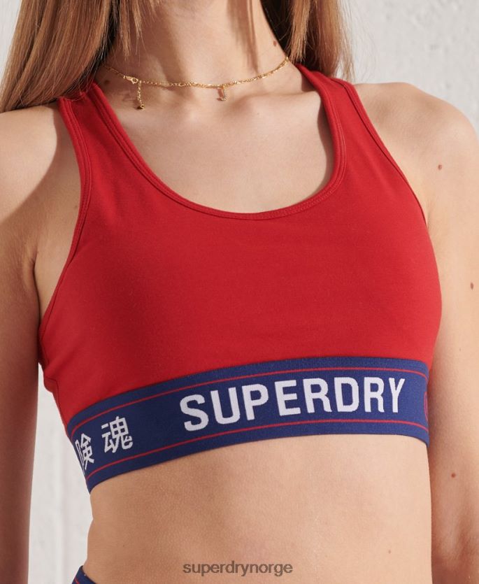 Superdry rød klær 86P46D3039 sportstyle essensiell crop topp kvinner