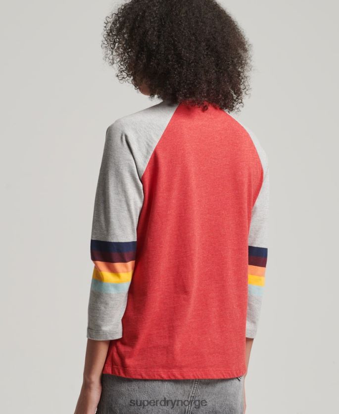 Superdry rød klær 86P46D3047 vintage cali stripe raglan topp kvinner