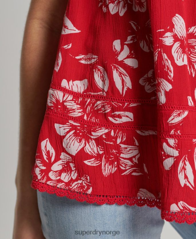 Superdry rød klær 86P46D6659 vintage strand cami topp kvinner