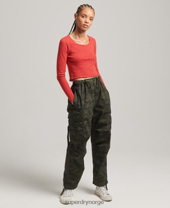 Superdry rød klær 86P46D6688 vintage pointelle-topp i økologisk bomull kvinner