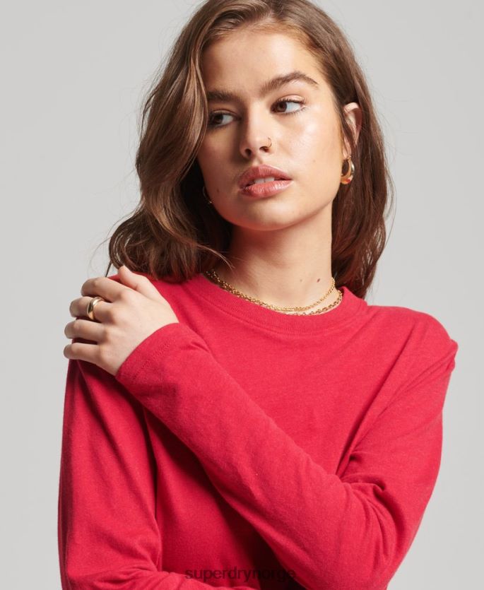 Superdry rød klær 86P46D6694 vintage logobrodert topp i økologisk bomull kvinner