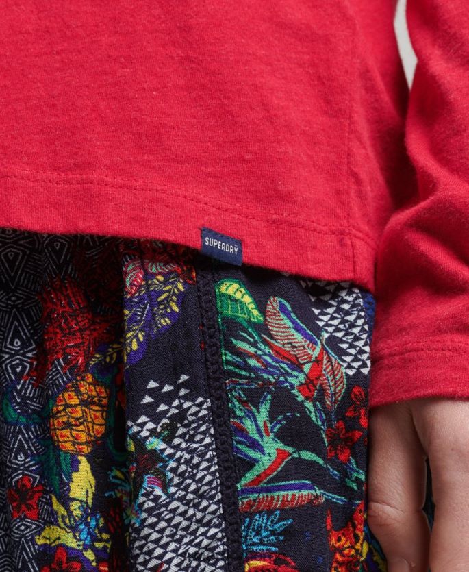 Superdry rød klær 86P46D6694 vintage logobrodert topp i økologisk bomull kvinner