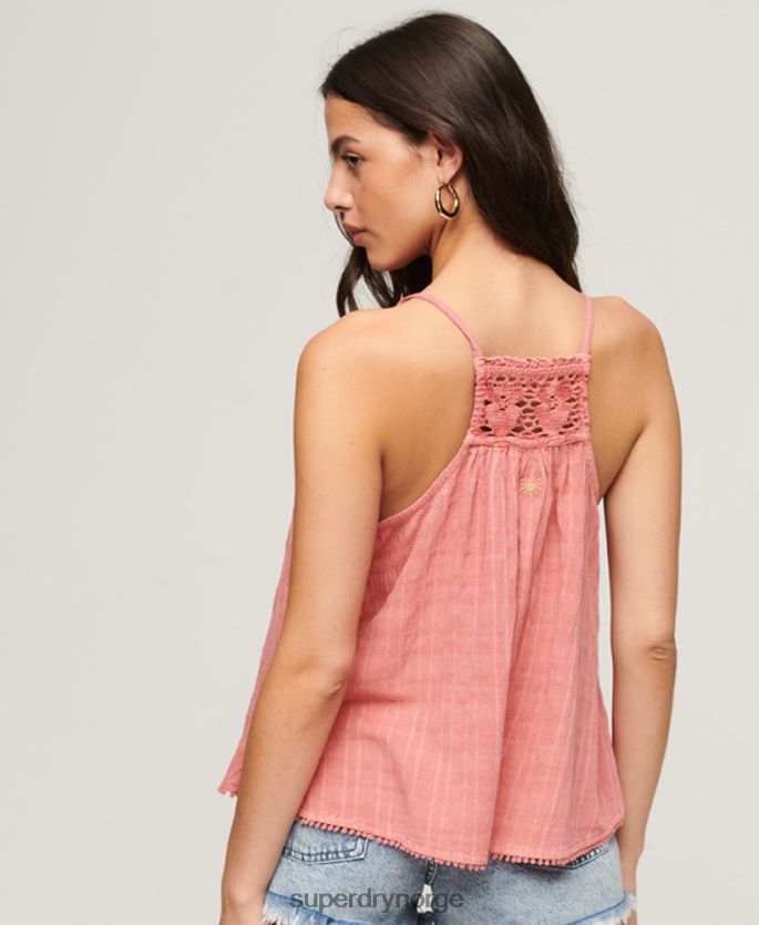 Superdry rosa klær 86P46D2877 vintage grime cami topp kvinner