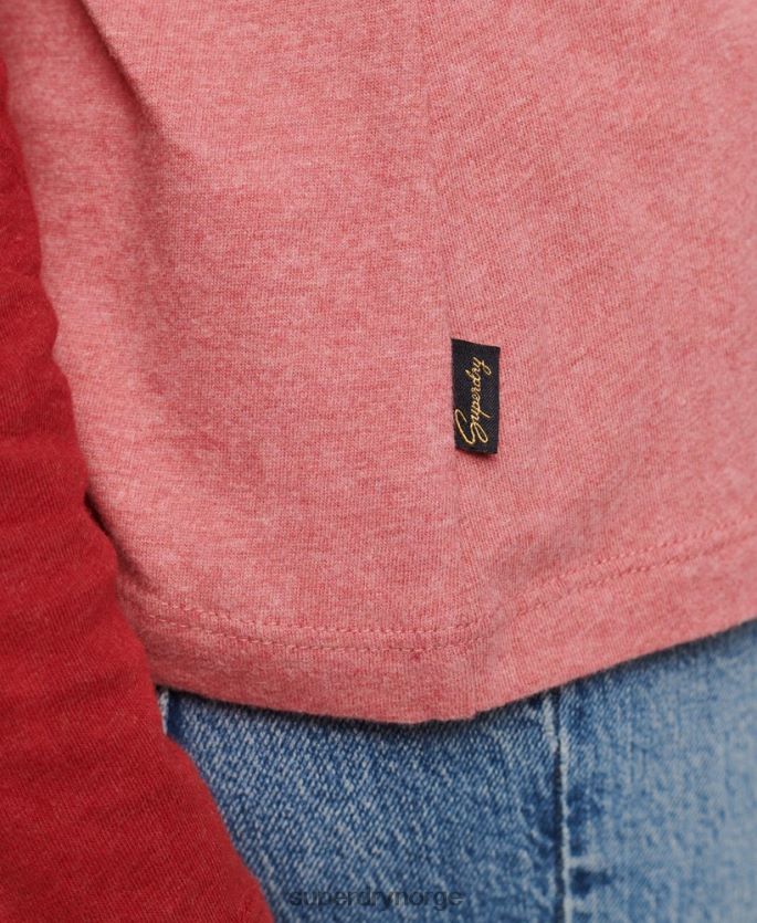 Superdry rosa klær 86P46D2905 vintage baseballtopp med logo i økologisk bomull kvinner