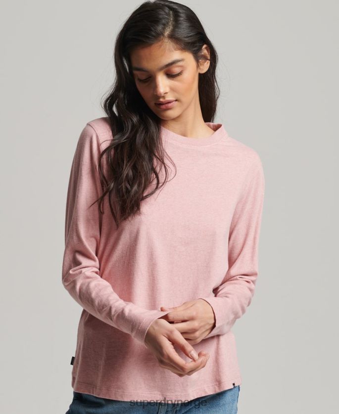 Superdry rosa klær 86P46D6671 vintage logobrodert topp i økologisk bomull kvinner