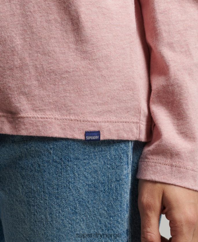 Superdry rosa klær 86P46D6671 vintage logobrodert topp i økologisk bomull kvinner