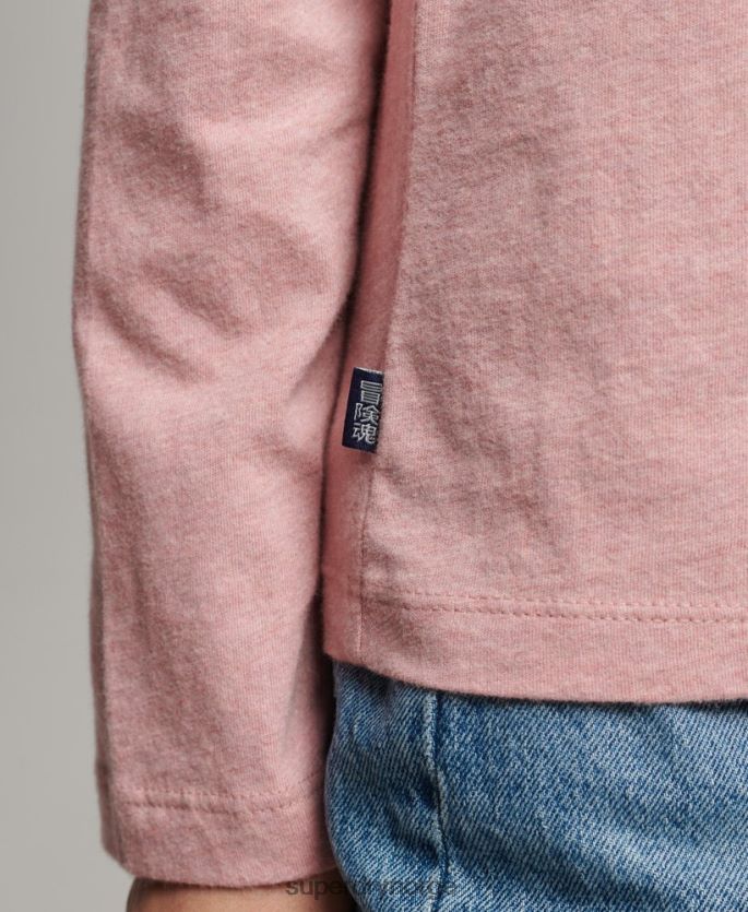 Superdry rosa klær 86P46D6671 vintage logobrodert topp i økologisk bomull kvinner