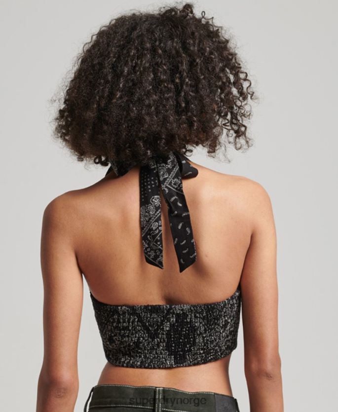 Superdry svart klær 86P46D2189 vintage grime topp kvinner