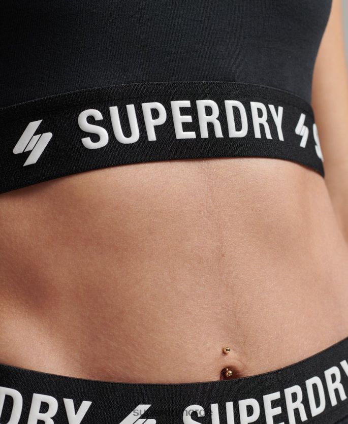 Superdry svart klær 86P46D3053 kode elastisk crop top kvinner
