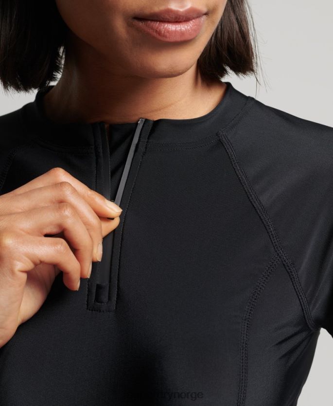 Superdry svart klær 86P46D3234 beskåret utslett toppen kvinner