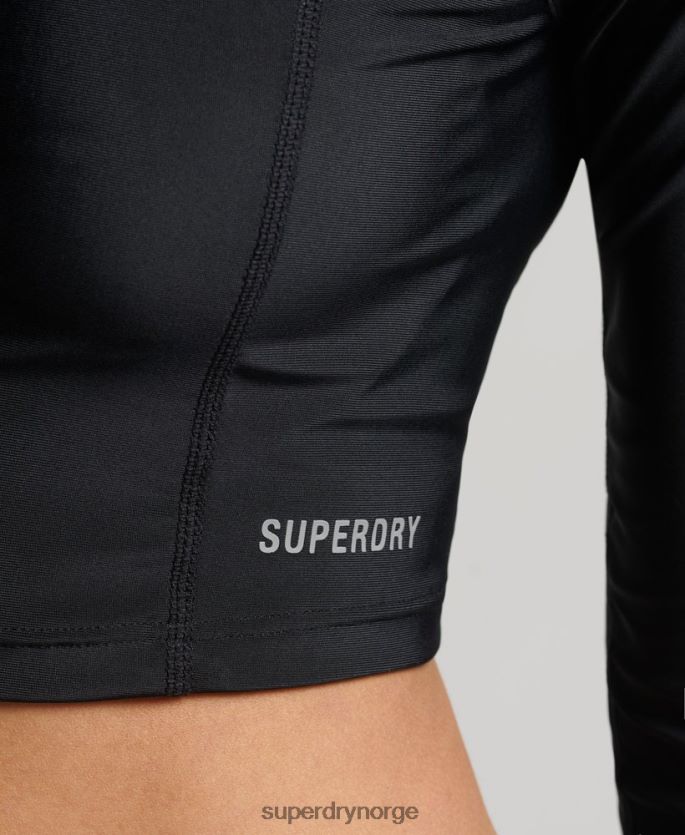 Superdry svart klær 86P46D3234 beskåret utslett toppen kvinner