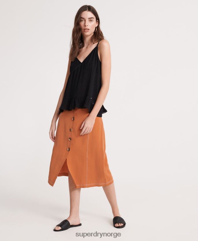 Superdry svart klær 86P46D6776 sommer cami topp med blonder kvinner