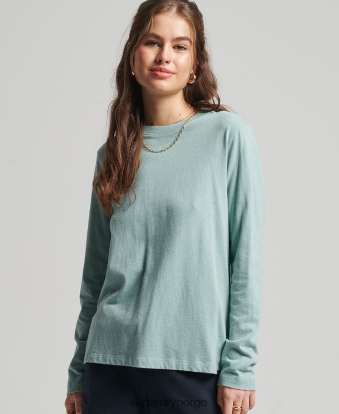 Superdry turkis klær 86P46D6539 vintage logobrodert topp i økologisk bomull kvinner