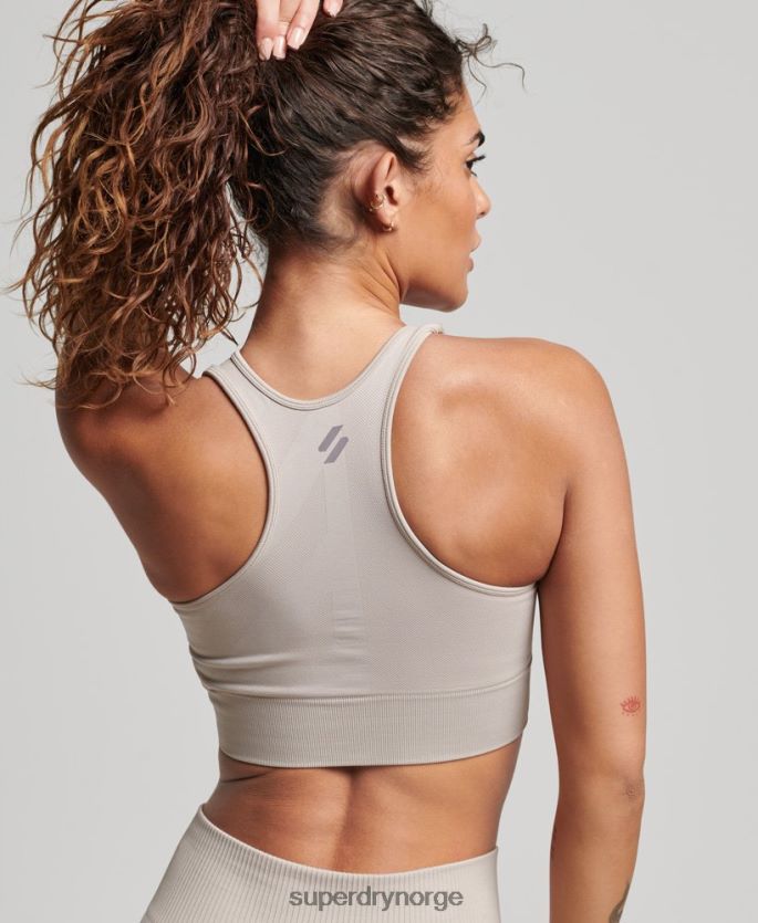 Superdry beige klær 86P46D4174 kjerne sømløs mid impact BH kvinner