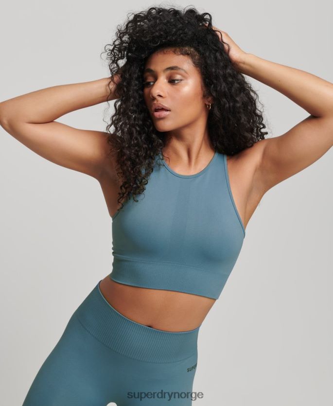 Superdry blå klær 86P46D4178 kjerne sømløs mid impact BH kvinner