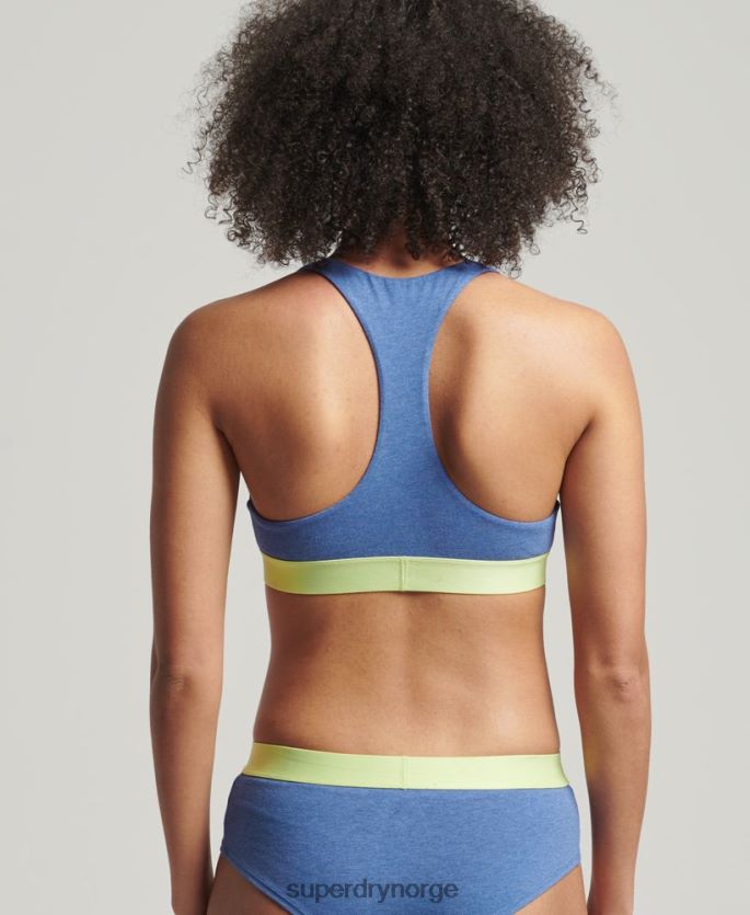 Superdry blå klær 86P46D4277 organisk bomull med stor logo-bralette kvinner
