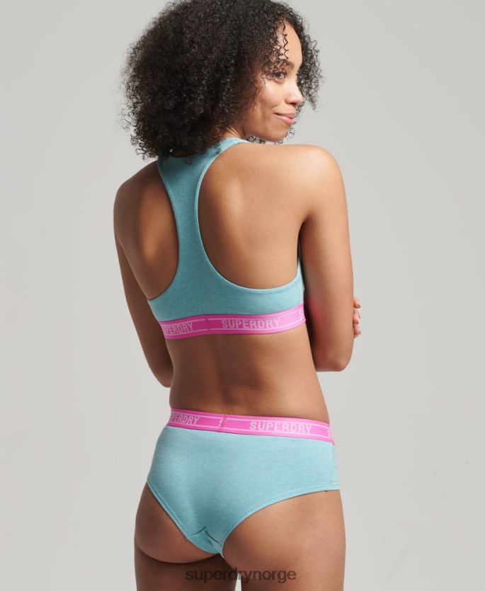 Superdry blå klær 86P46D6551 hipster-truser med multi-logo i økologisk bomull kvinner