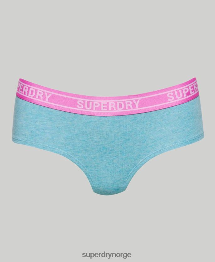 Superdry blå klær 86P46D6551 hipster-truser med multi-logo i økologisk bomull kvinner