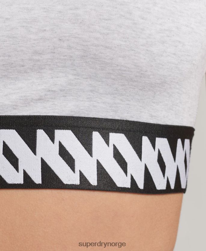 Superdry grå klær 86P46D6533 elastisk logografisk BH-topp kvinner