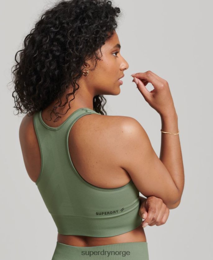 Superdry grønn klær 86P46D4169 kjerne sømløs mid impact BH kvinner