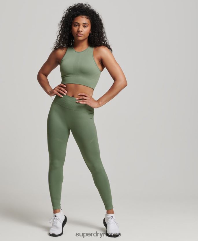 Superdry grønn klær 86P46D4169 kjerne sømløs mid impact BH kvinner