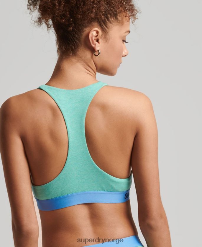 Superdry grønn klær 86P46D6545 organisk bomull offset logo crop bralette kvinner