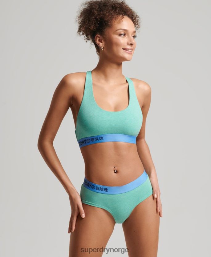Superdry grønn klær 86P46D6545 organisk bomull offset logo crop bralette kvinner