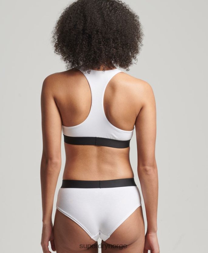 Superdry hvit klær 86P46D4276 hipstertruser med stor logo i økologisk bomull kvinner