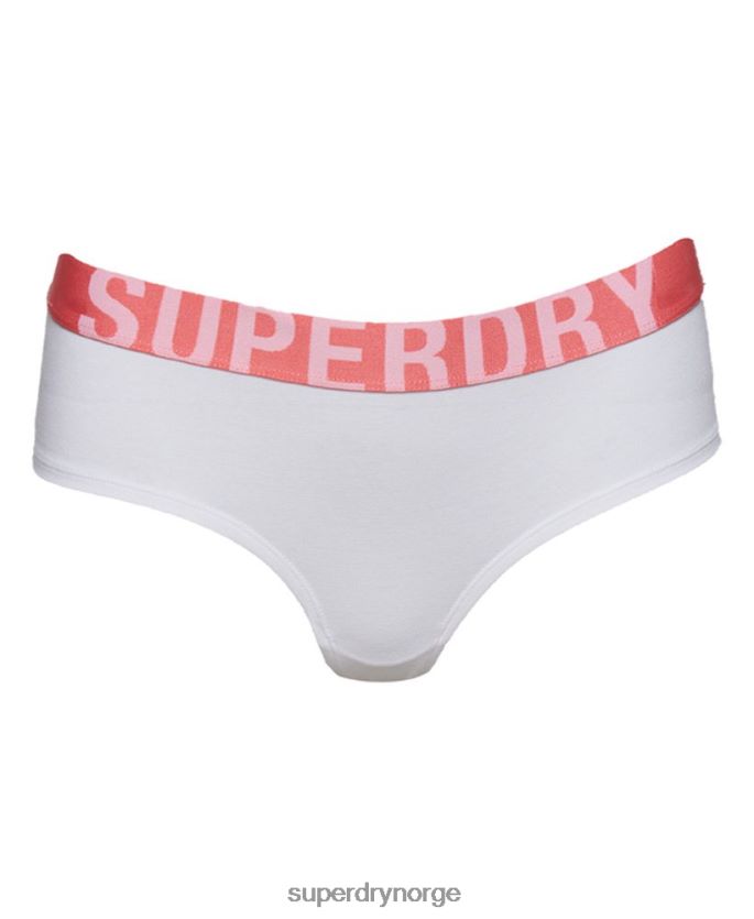 Superdry hvit klær 86P46D6567 hipstertruser med stor logo i økologisk bomull kvinner