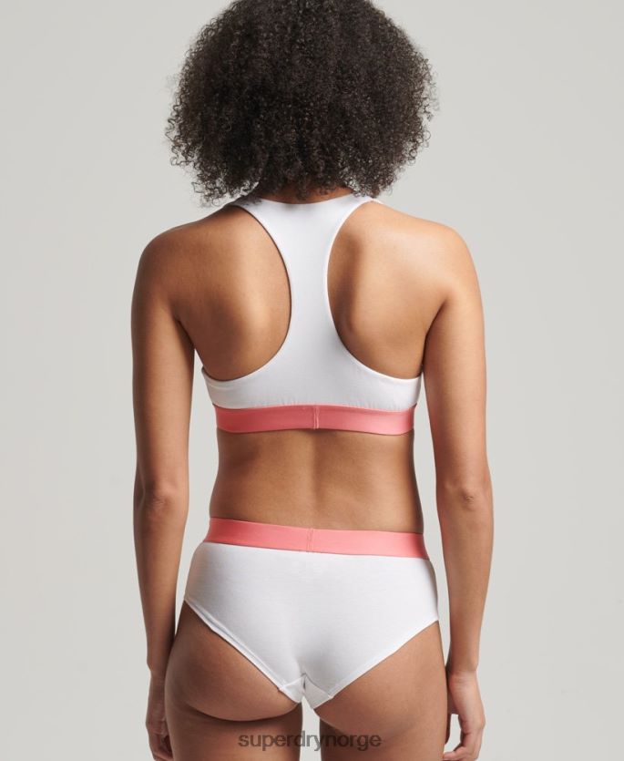 Superdry hvit klær 86P46D6567 hipstertruser med stor logo i økologisk bomull kvinner