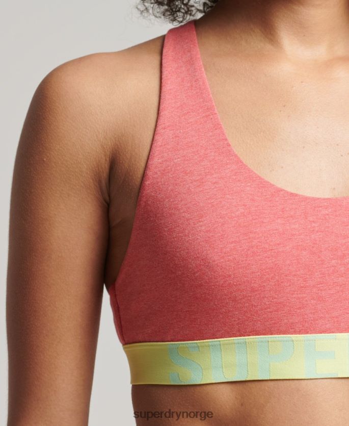 Superdry korall klær 86P46D4214 organisk bomull med stor logo-bralette kvinner