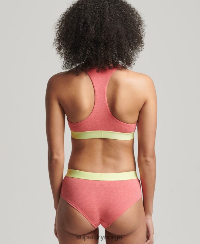 Superdry korall klær 86P46D4319 hipstertruser med stor logo i økologisk bomull kvinner