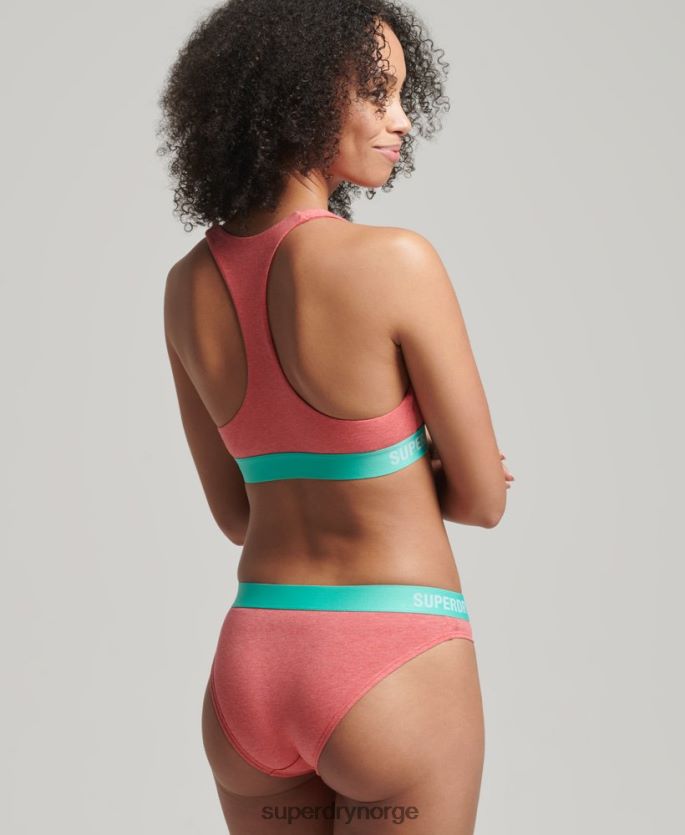Superdry korall klær 86P46D6566 bikinitruse med offset logo i økologisk bomull kvinner