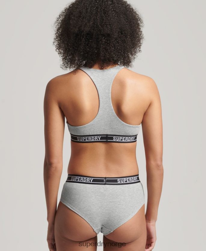 Superdry lysegrå klær 86P46D6558 hipster-truser med multi-logo i økologisk bomull kvinner