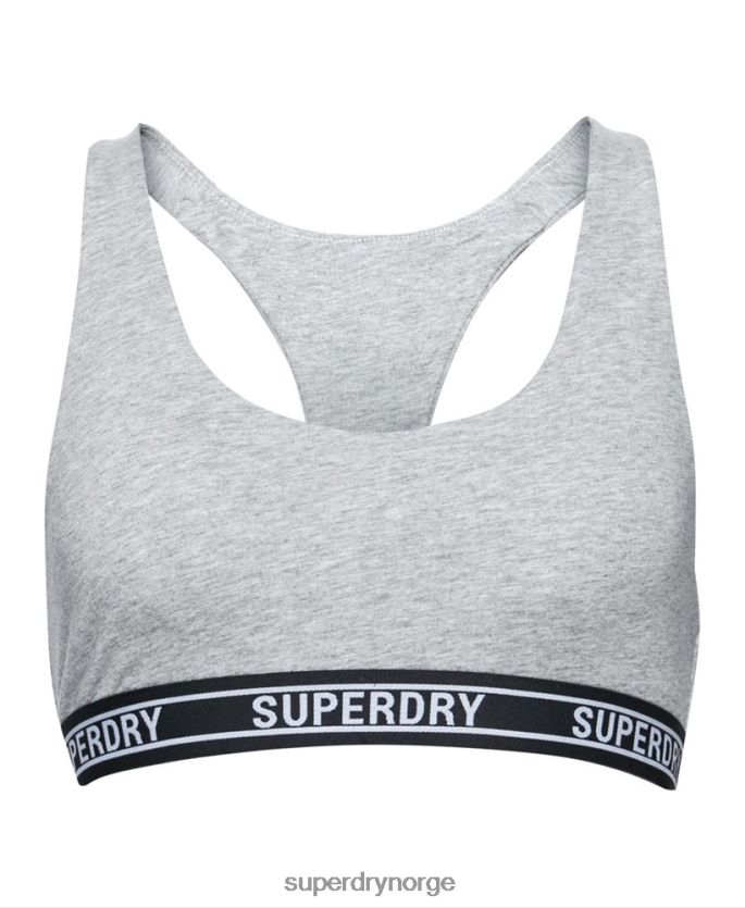 Superdry lysegrå klær 86P46D6559 multi-logo-bralette i økologisk bomull kvinner