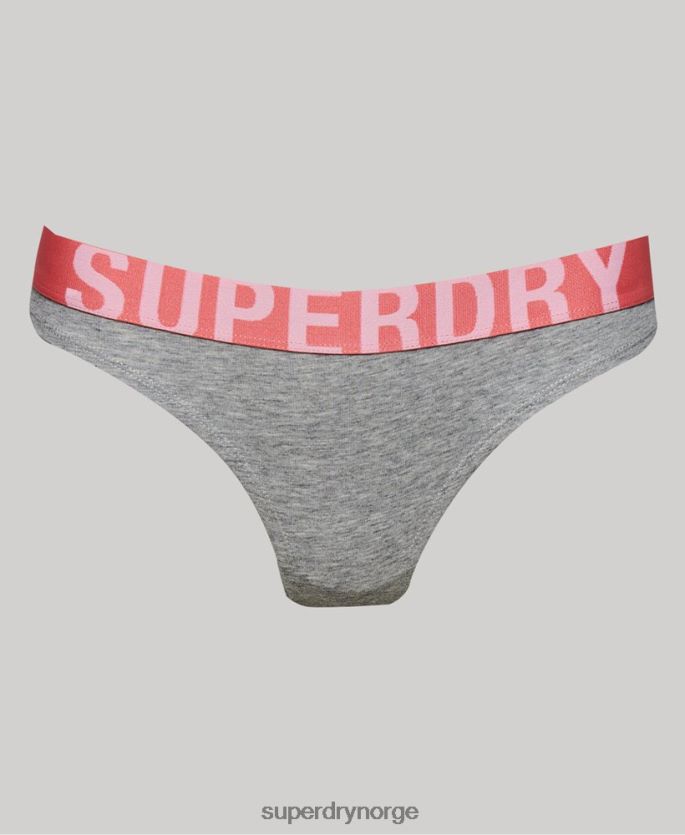 Superdry lysegrå klær 86P46D6561 bikinitruser med stor logo i økologisk bomull kvinner