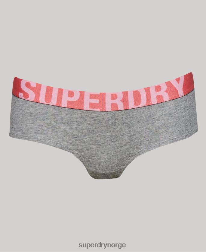 Superdry lysegrå klær 86P46D6568 hipstertruser med stor logo i økologisk bomull kvinner