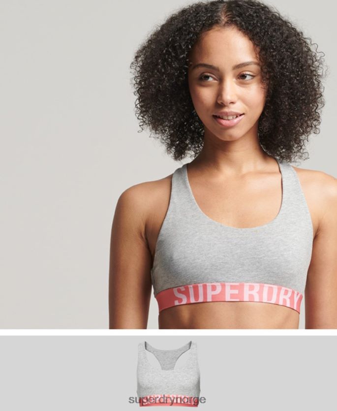 Superdry lysegrå klær 86P46D6622 organisk bomull med stor logo-bralette kvinner