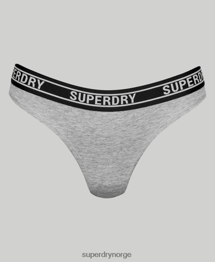 Superdry lysegrå klær 86P46D6664 bikinitruser med flere logoer i økologisk bomull kvinner