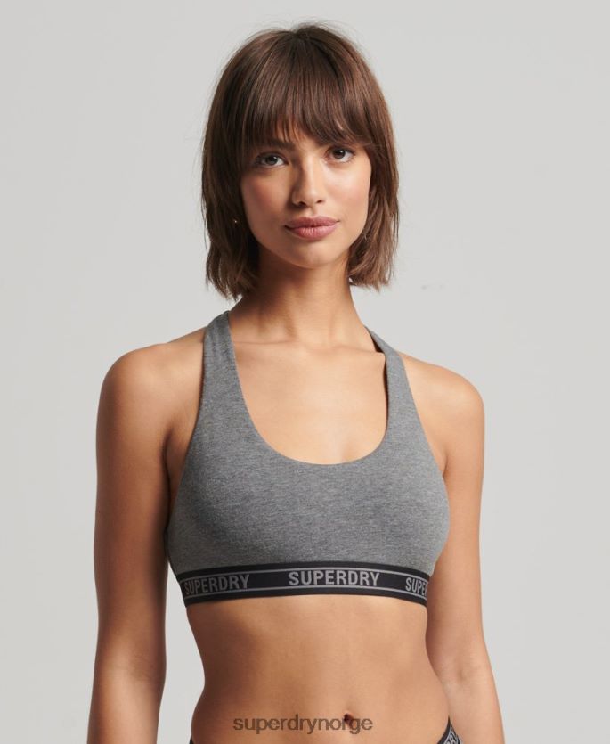 Superdry mørk grå klær 86P46D4316 beskåret bralette i økologisk bomull kvinner