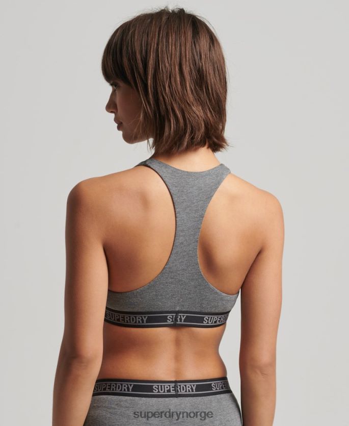 Superdry mørk grå klær 86P46D4316 beskåret bralette i økologisk bomull kvinner